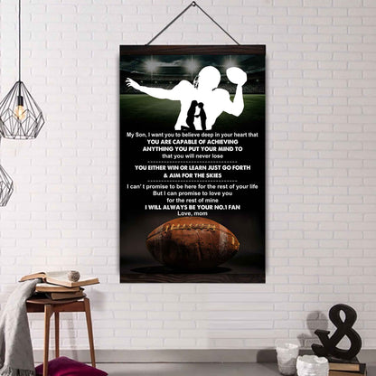 Sport Poster Canvas Mom To Son - You Will Never Lose You Either Win Or Learn I Will Always Your No 1 Fan