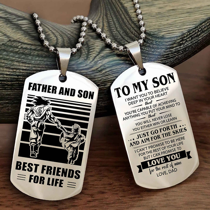 DRB Double Sided Dog Tag Father And Son Best Friend For Life - Gift For Son Just Go Forth And Aim For The Skies