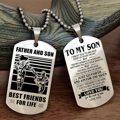 DRB Double Sided Dog Tag Father And Son Best Friend For Life - Gift For Son Just Go Forth And Aim For The Skies