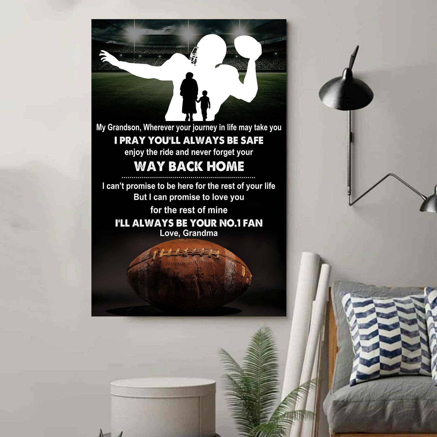 Tennis Poster Canvas Grandma To Grandson - Never Forget Your Way Back Home I Will Always Your No 1 Fan