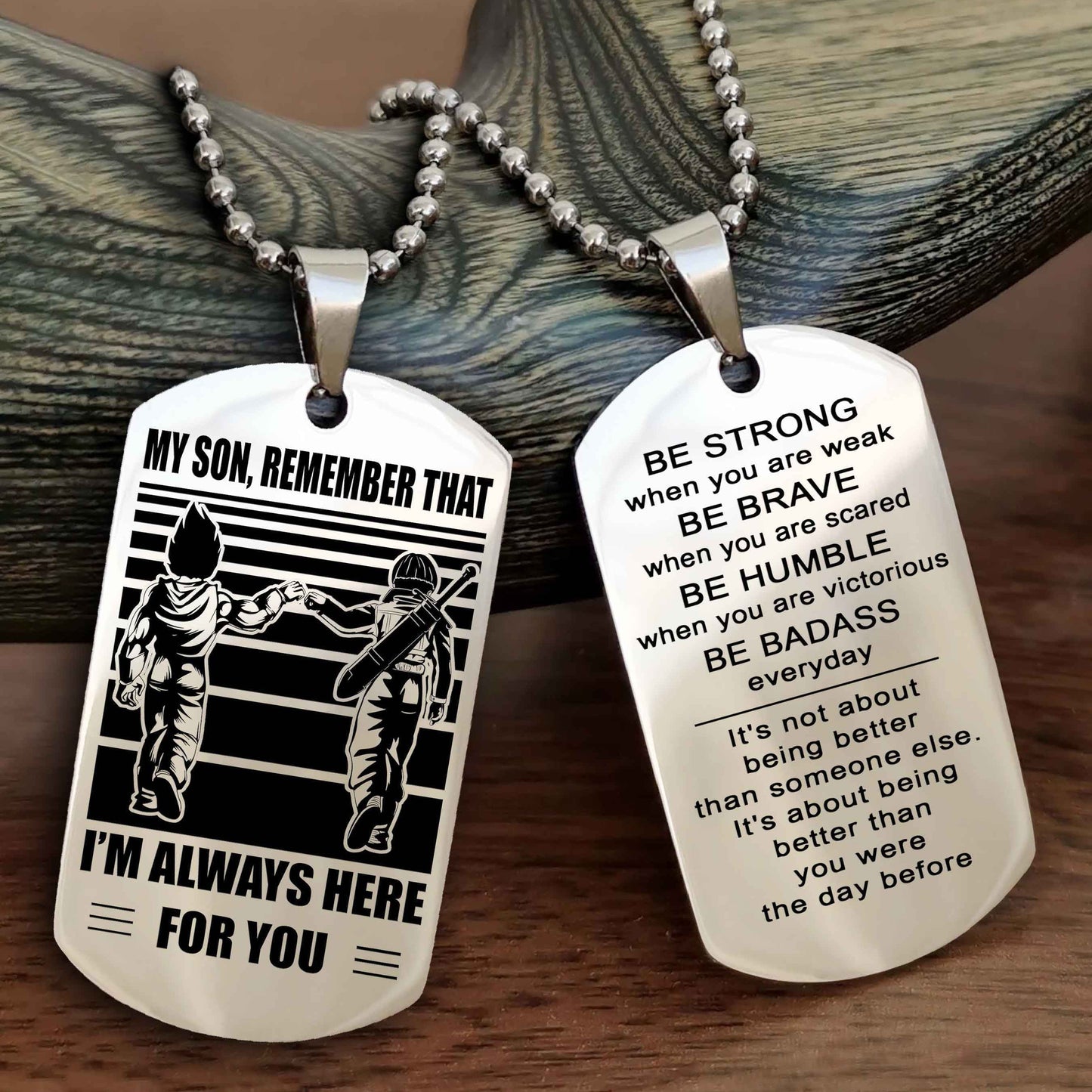 Samurai Personalized Double Sided Dog Tag My Son  Remember That I Will Always Here Be Strong When You Are Weak Be Badass Everyday