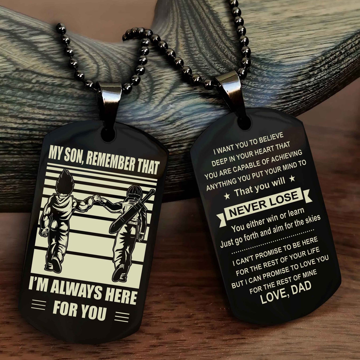 Biker Personalized Double Sided Dog Tag My Son Remember That I Will Always Here You Will Never Lose You Either Win Or Learn