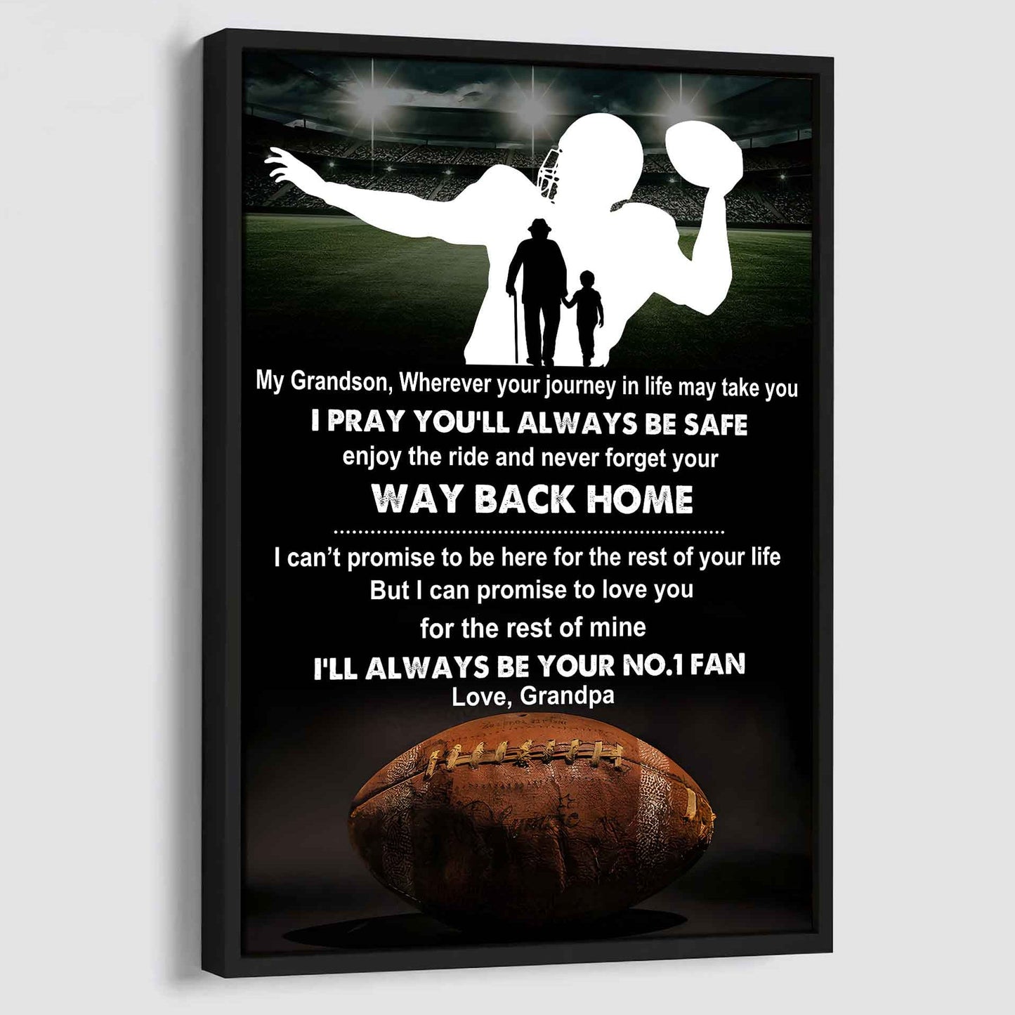 Hockey Poster Canvas Grandpa To Grandson - Never Forget Your Way Back Home I Will Always Your No 1 Fan
