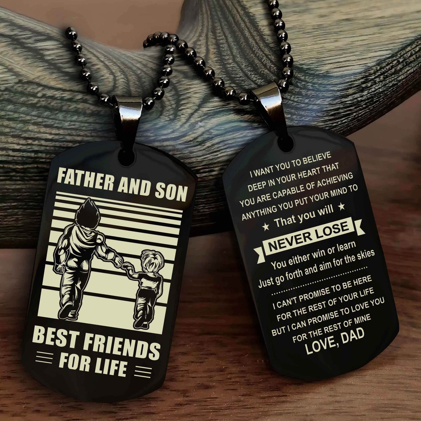 Samurai Personalized Double Sided Dog Tag Silver To My Son I Love You - You Will Never Lose You Either Win Or Learn From Dad To Son