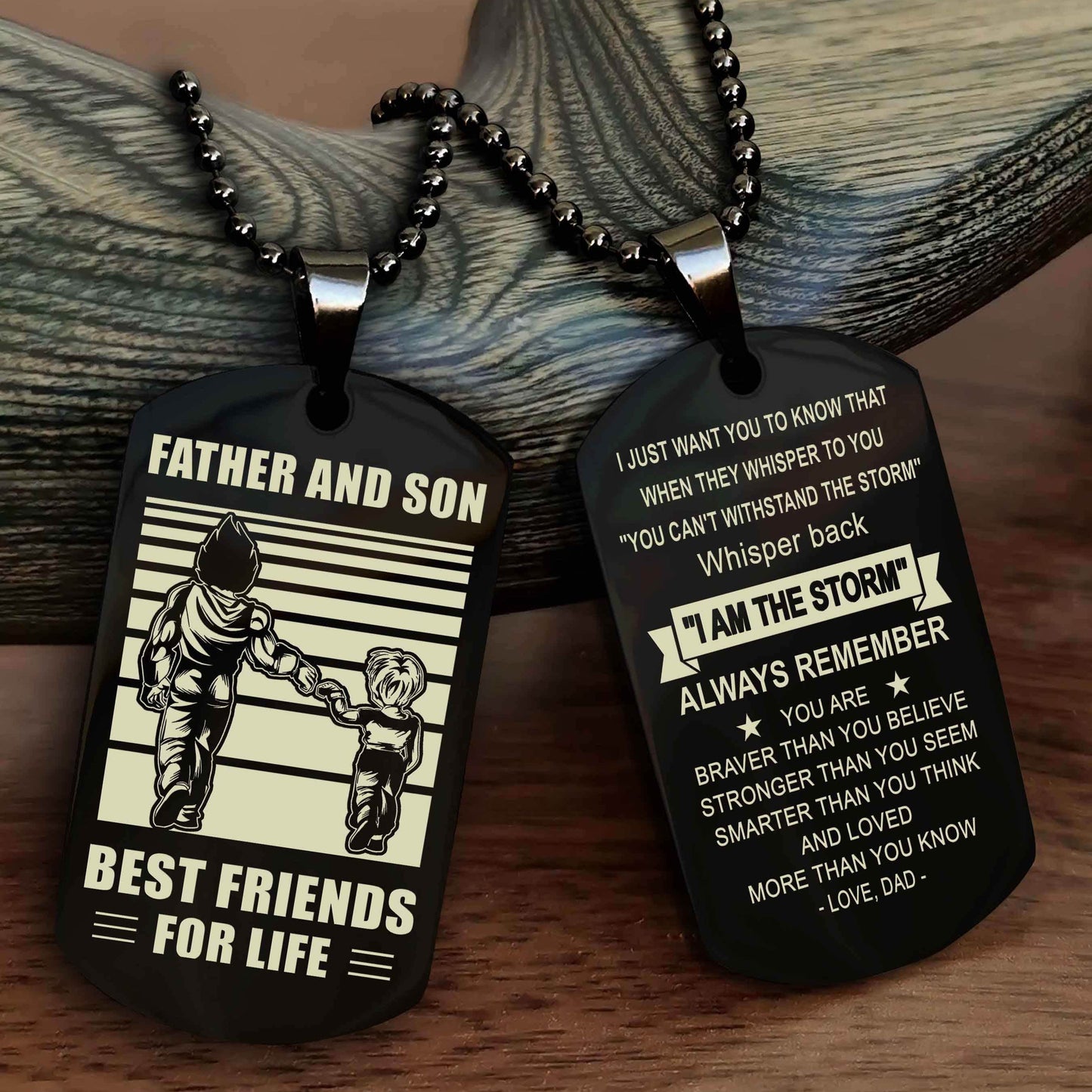 Knight Templar Personalized Double Sided Dog Tag Silver To My Son I Love You - Whisper Back I'm The Storm