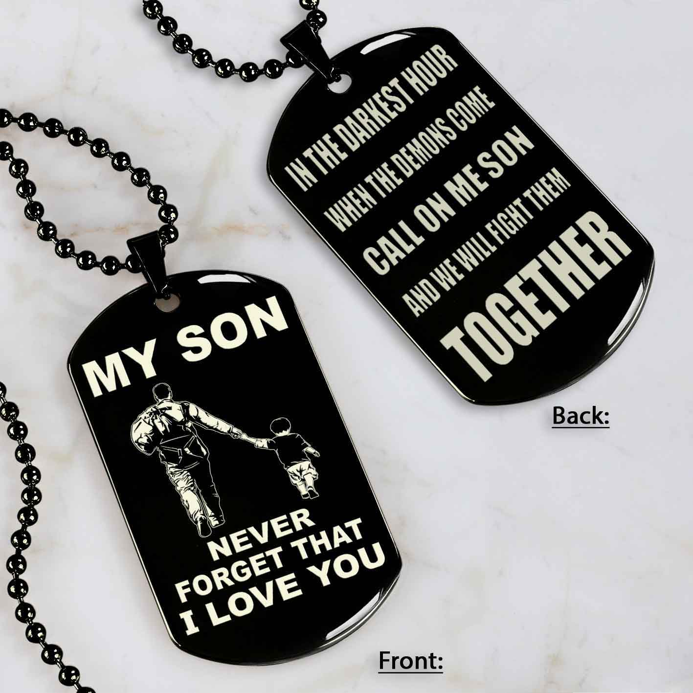DRB Personalized Double Sided Dog Tag To My Son Never Forget That I Love You - Call On Me Son
