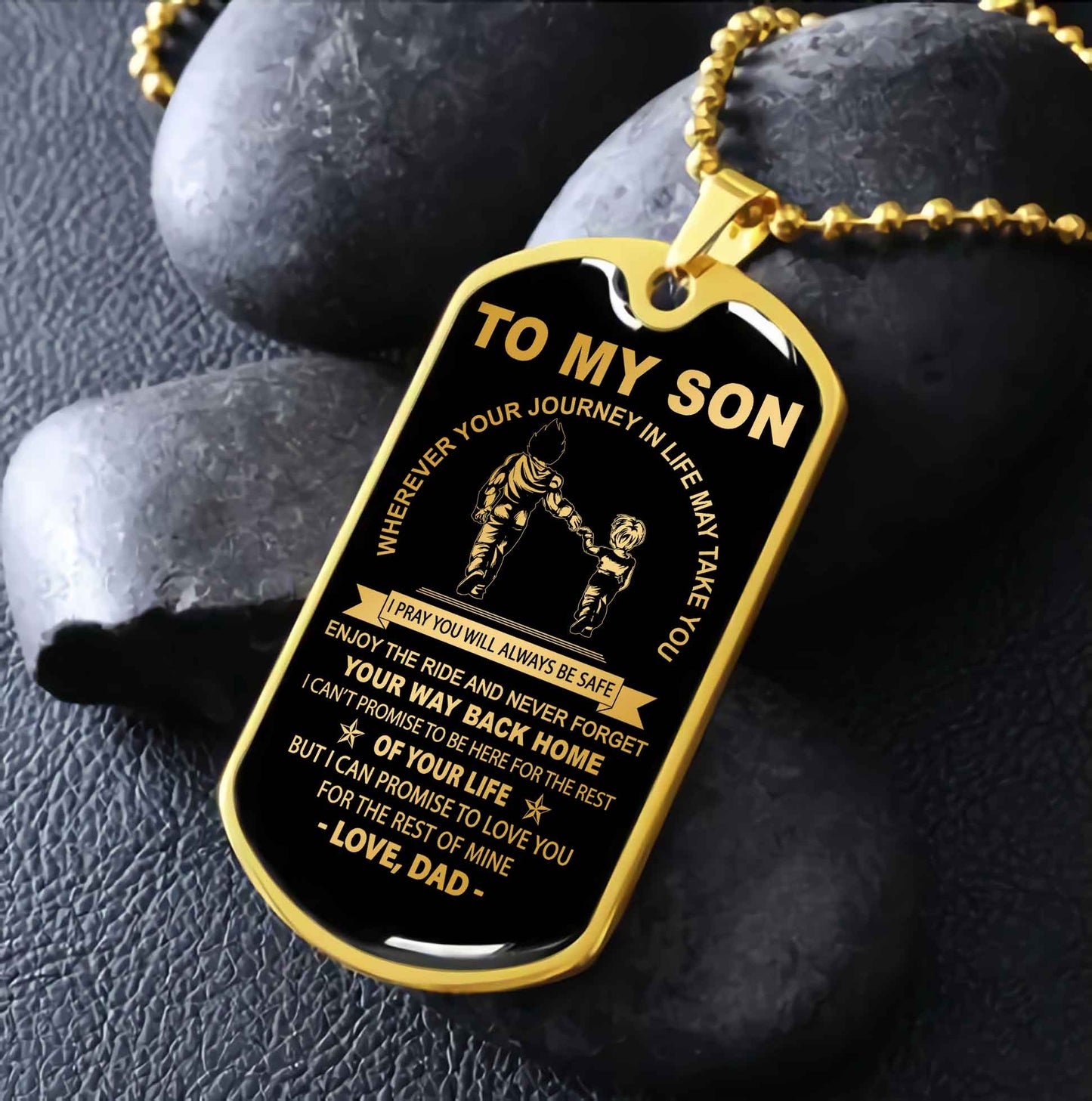 DRB Military Chain 18K Gold Plated Silver Plated To My Son Never Forget Your Way Back Home