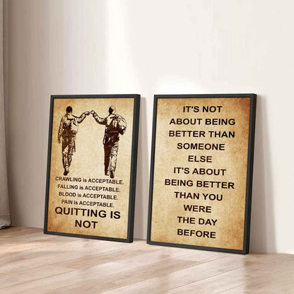 Combo 2 DRB Poster Canvas Quitting Is Not - It's Not About Being Better Than Someone Else It's About Being Better Than You Were The Day Before