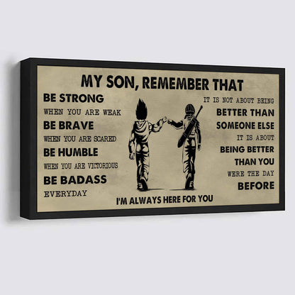 Personalized DRB Poster Canvas - My Son Remember That Be Strong When You Are Weak Be Badass Everyday