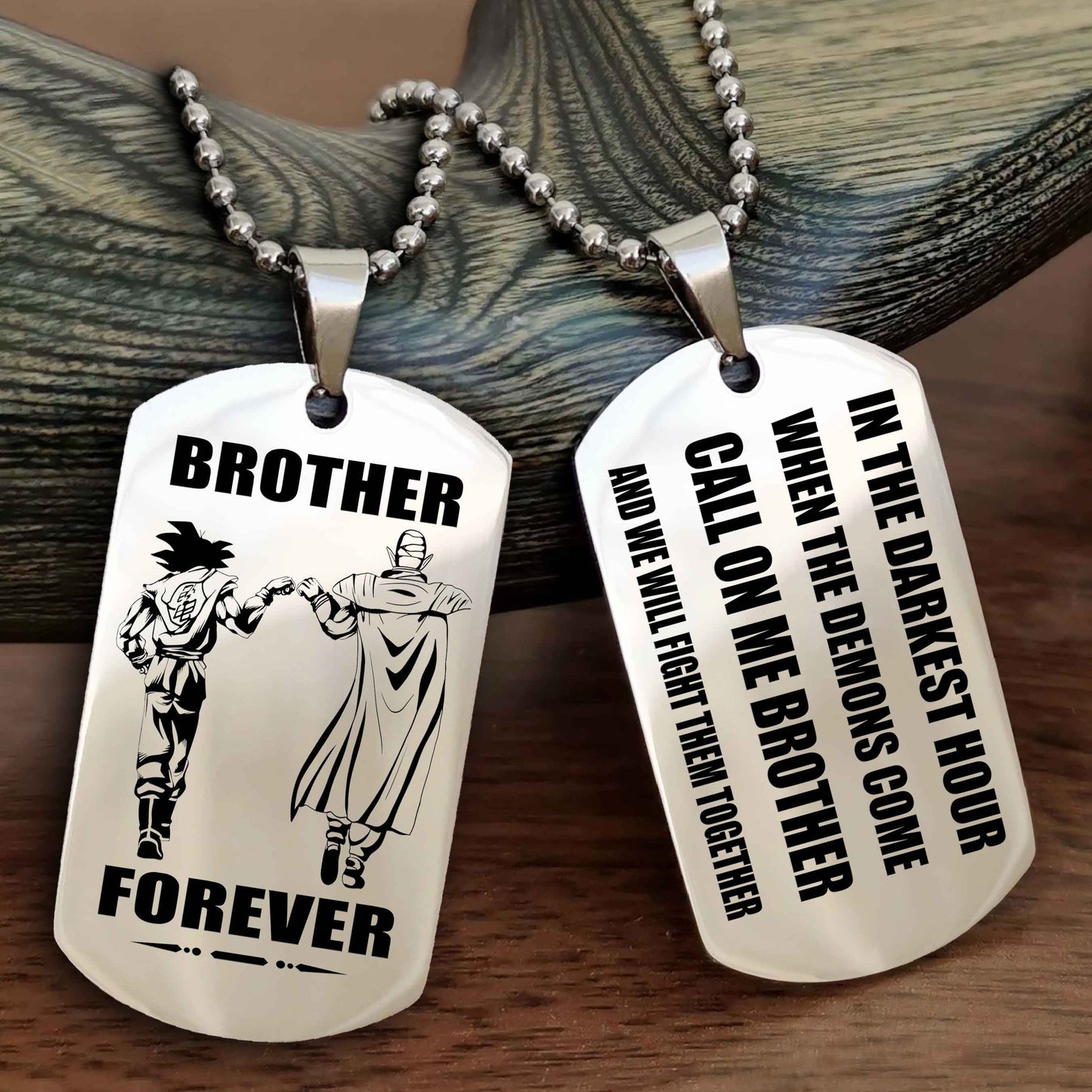 Samurai Engraved Double Sided Dog Tag Call On Me Brother NAG Brothers Forever We Will Fight Them Together