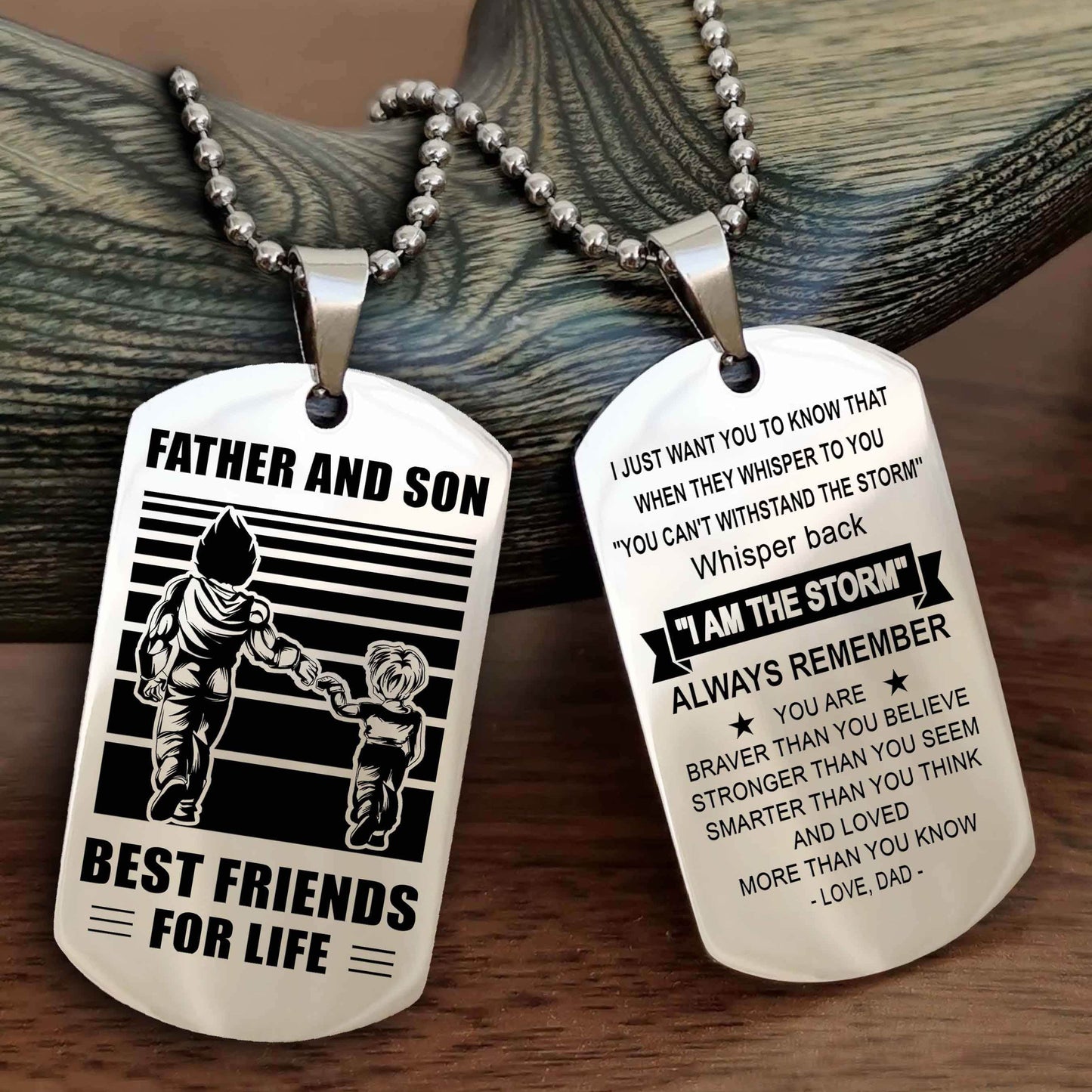 Samurai Personalized Double Sided Dog Tag Silver To My Son I Love You - Whisper Back I'm The Storm