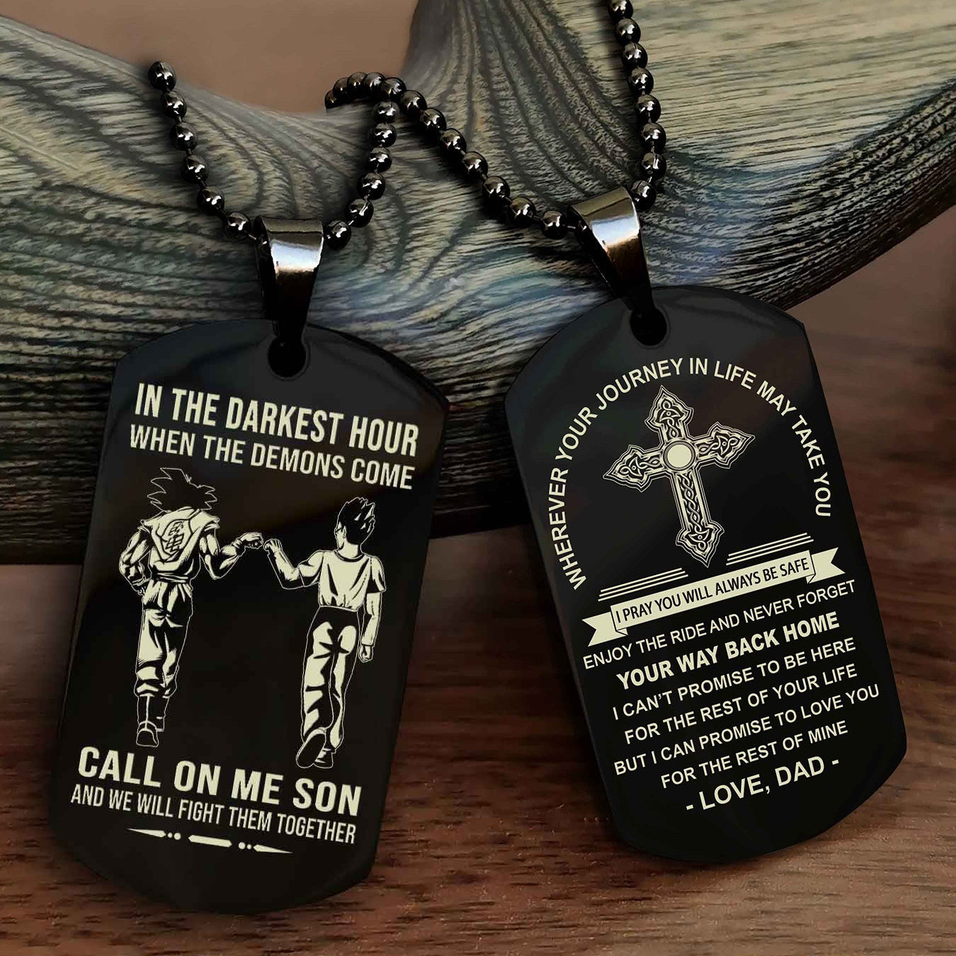 Samurai Double Sided Cross Dog Tag Call On Me Son - Gift For Son From Dad Your Way Back Home