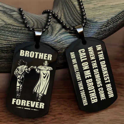 Samurai Engraved Double Sided Dog Tag Call On Me Brother NAG Brothers Forever We Will Fight Them Together