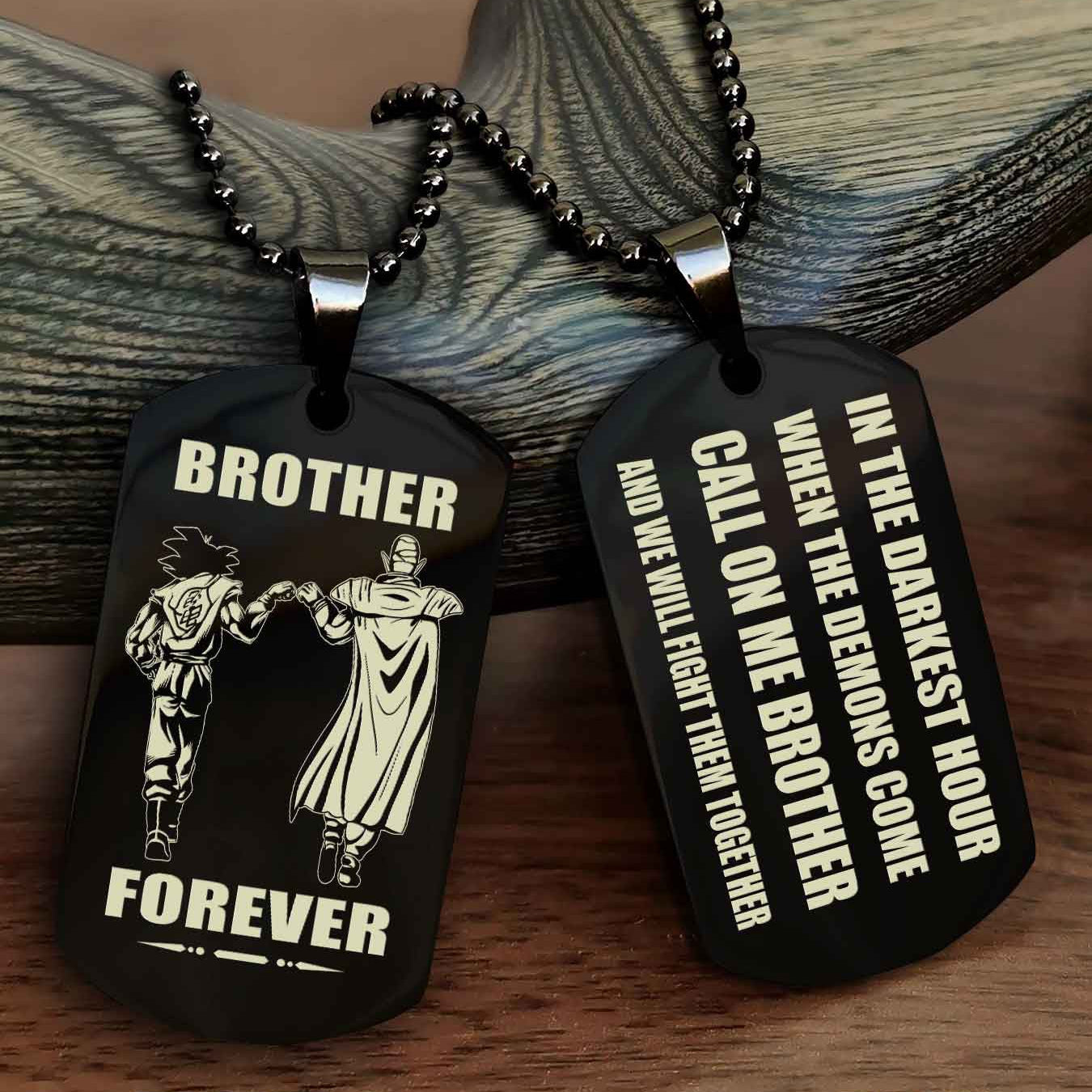 Viking Engraved Double Sided Dog Tag Call On Me Brother NAG Brothers Forever We Will Fight Them Together