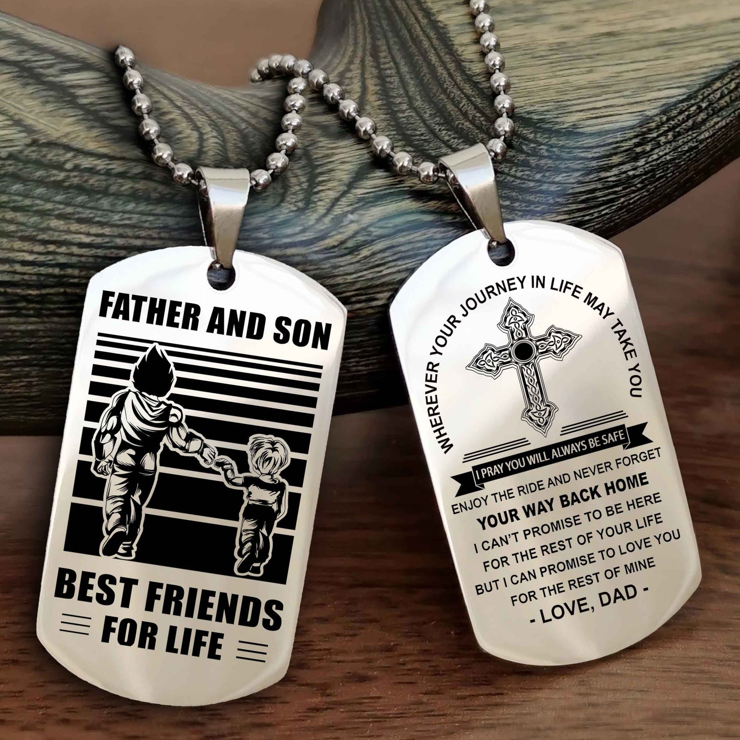 Samurai Cross Double Sided Dog Tag Father And Son Best Friend For Life - Gift For Son Never Forget Your Way Back Home