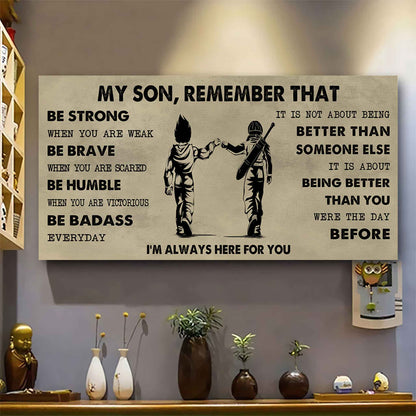 Personalized DRB Poster Canvas - My Son Remember That Be Strong When You Are Weak Be Badass Everyday