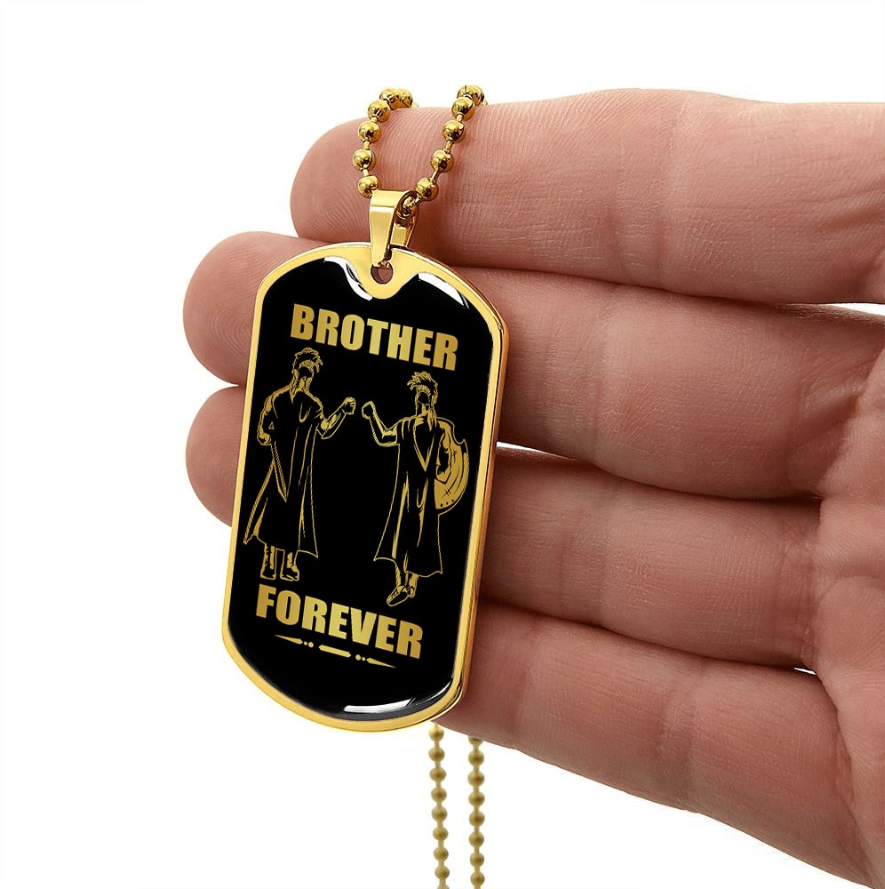 Viking-Military Chain (18K Gold Plated)-gifts from brother, n the darkest hour, When the demons come call on me brother and we will fight them together