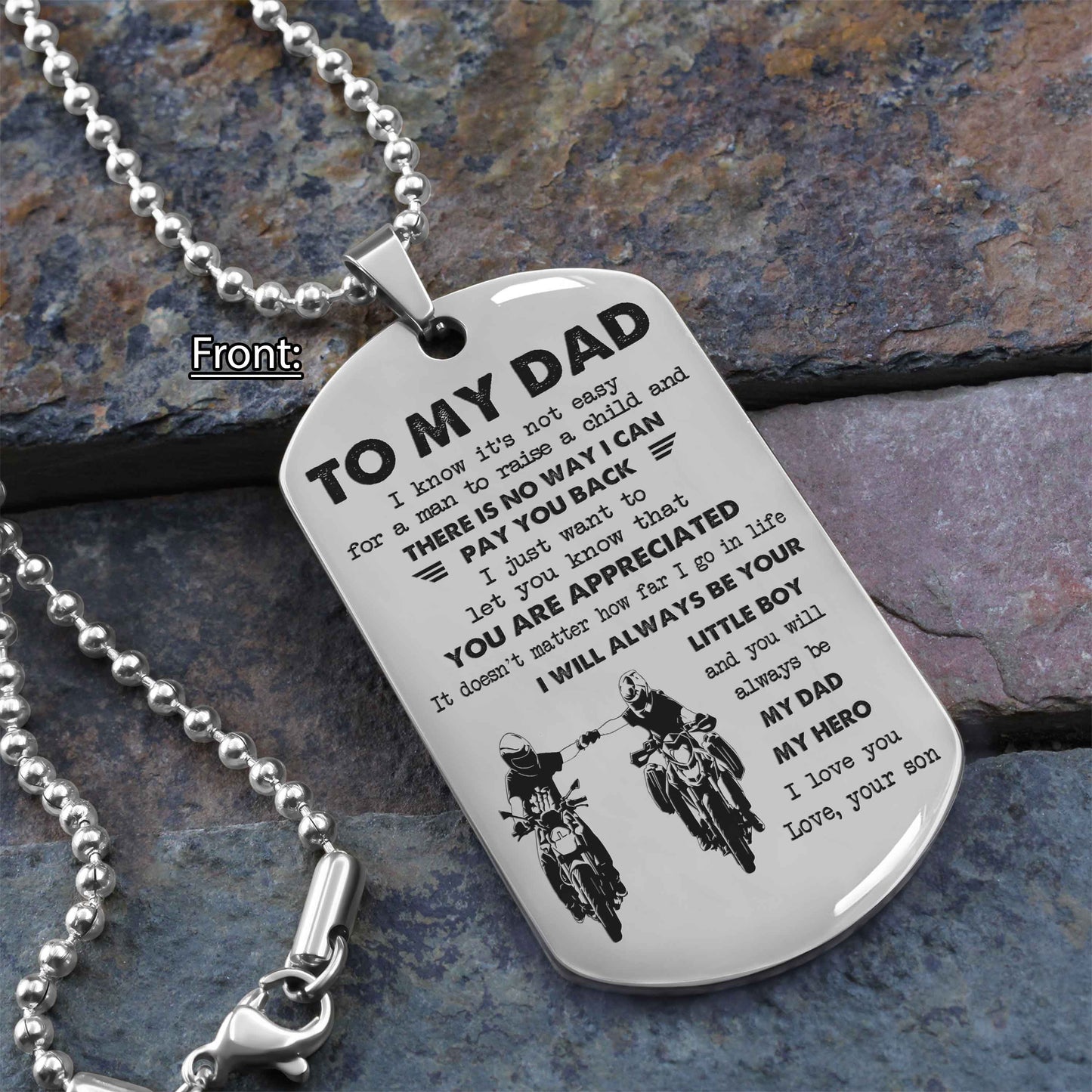 Personalized Family One Side Dog Tag To My Dad I Know It's Not Easy - I Will Always Be Your Little Boy Gift From Son To Dad Father's Day Gift