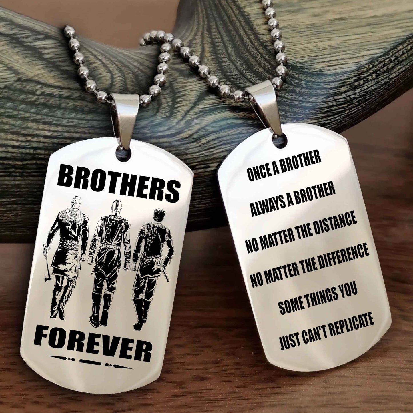 TWD Customizable engraved dog tag double sided gift from brother - Brother Forever Once A Brother Always A Brother