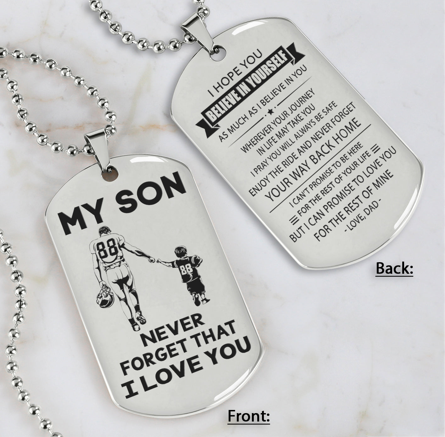DRB Personalized Double Sided Dog Tag To My Son Never Forget That I Love You - Never Forget Your Way Back Home
