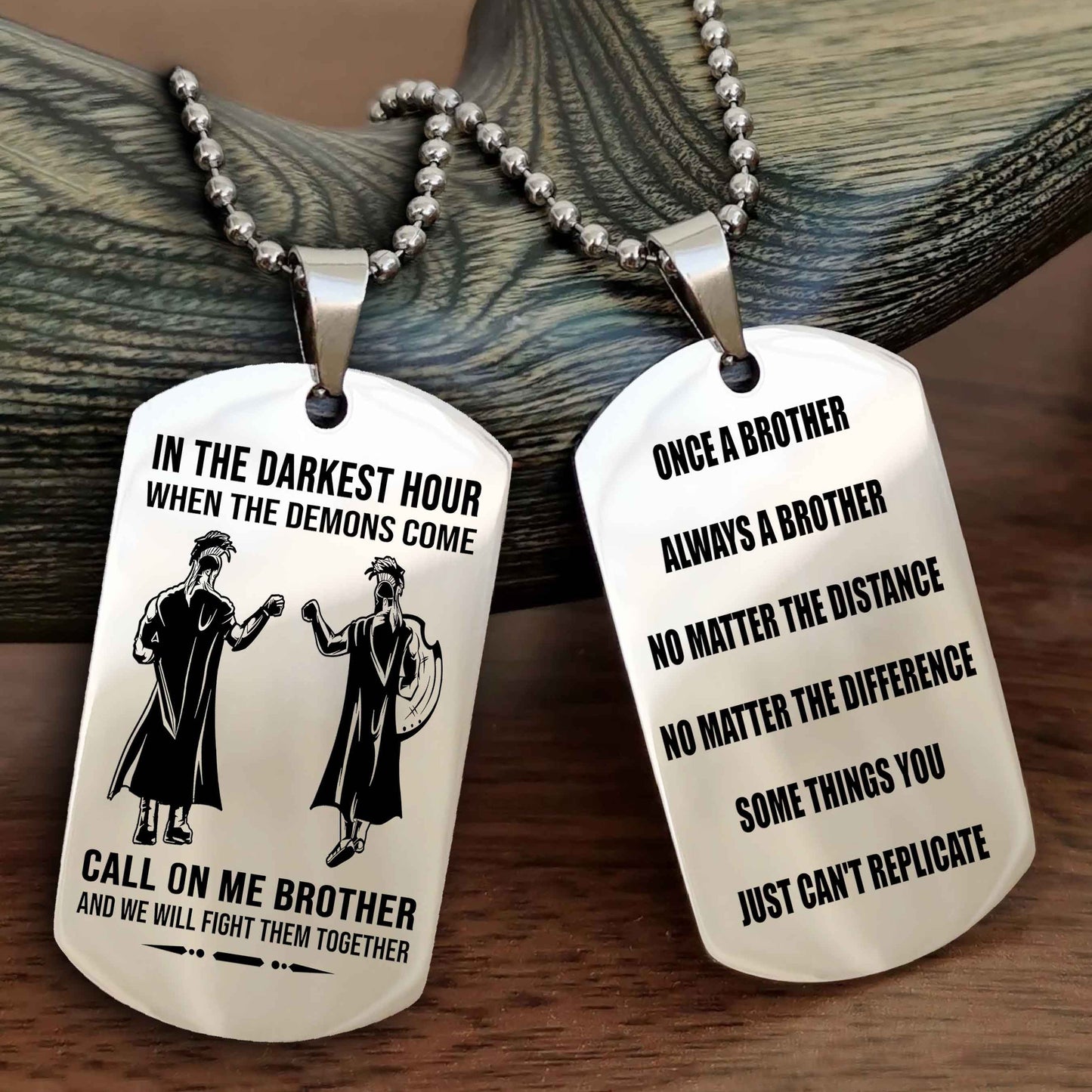 Customizable engraved dog tag double sided gift from brother Once A Brother Always A Brother