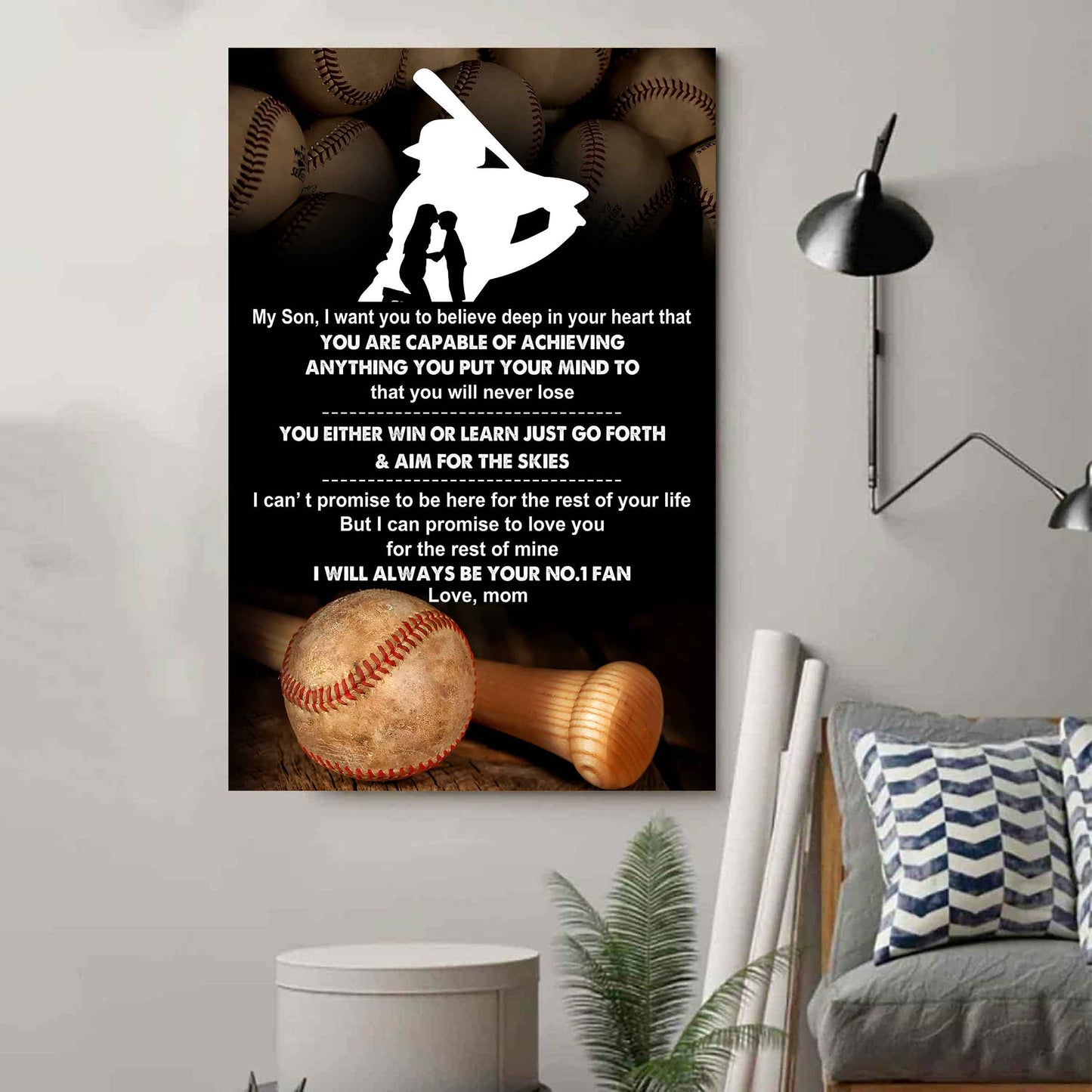 Sport Poster Canvas Mom To Son - You Will Never Lose You Either Win Or Learn I Will Always Your No 1 Fan