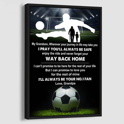 Hockey Poster Canvas Grandpa To Grandson - Never Forget Your Way Back Home I Will Always Your No 1 Fan