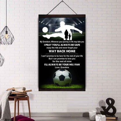 Baseball Poster Canvas Grandma To Grandson - Never Forget Your Way Back Home I Will Always Your No 1 Fan