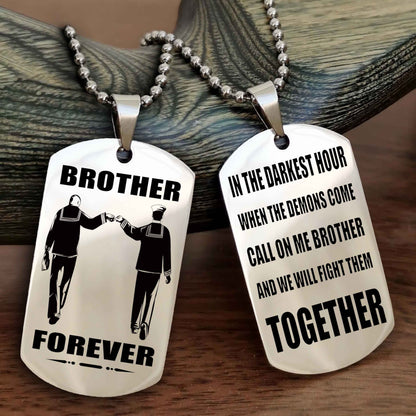 Knight Templar Personalized Double Sided Dog Tag For My Brother - Call On Me Brother And We Will Fight Them Together Gift For Your Friend