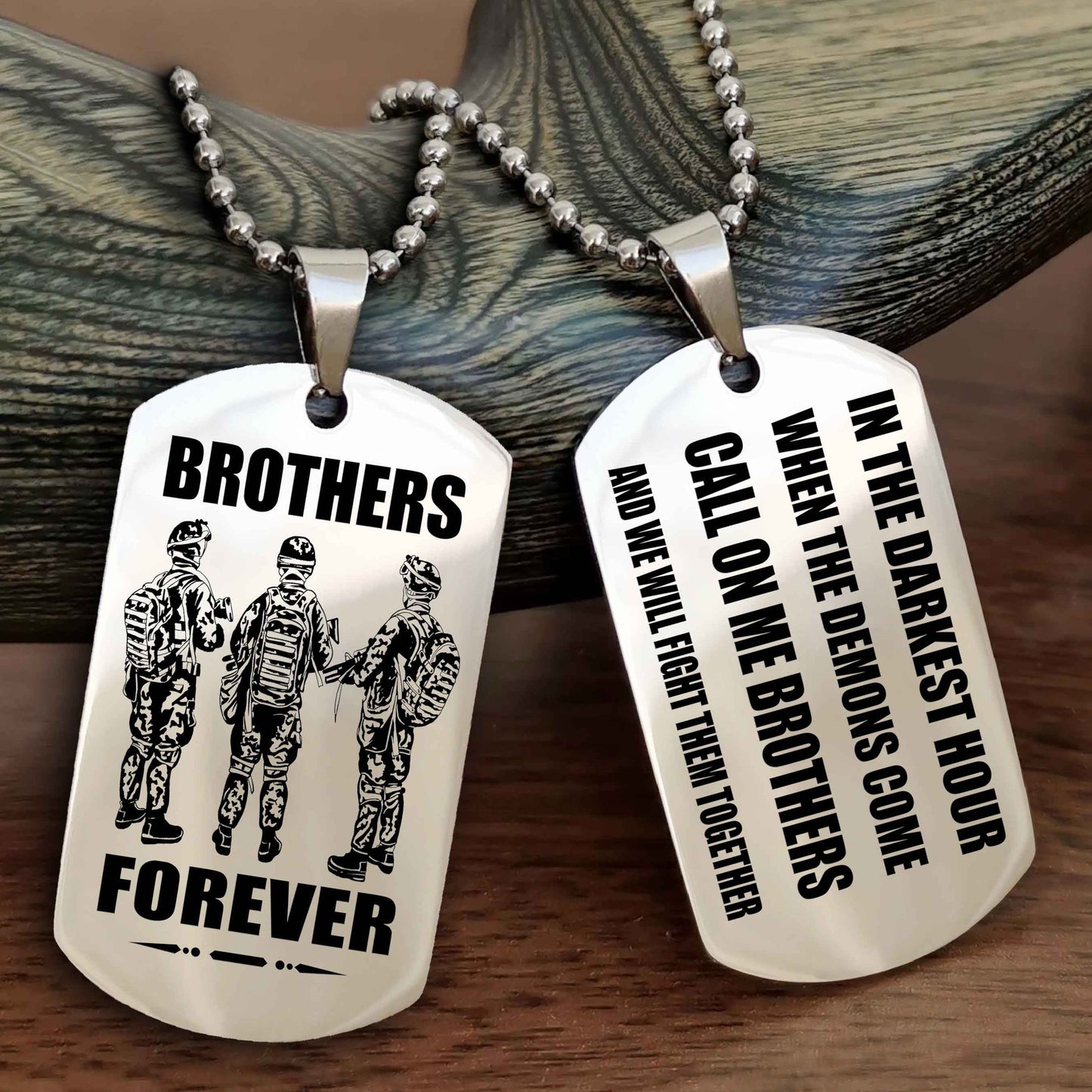 Viking Engraved Double Sided Dog Tag Call On Me Brother NAG Brothers Forever We Will Fight Them Together