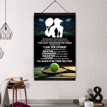 Hockey Poster Canvas Grandma To Grandson - Whisper Back I Am The Storm I Will Always Your No 1 Fan
