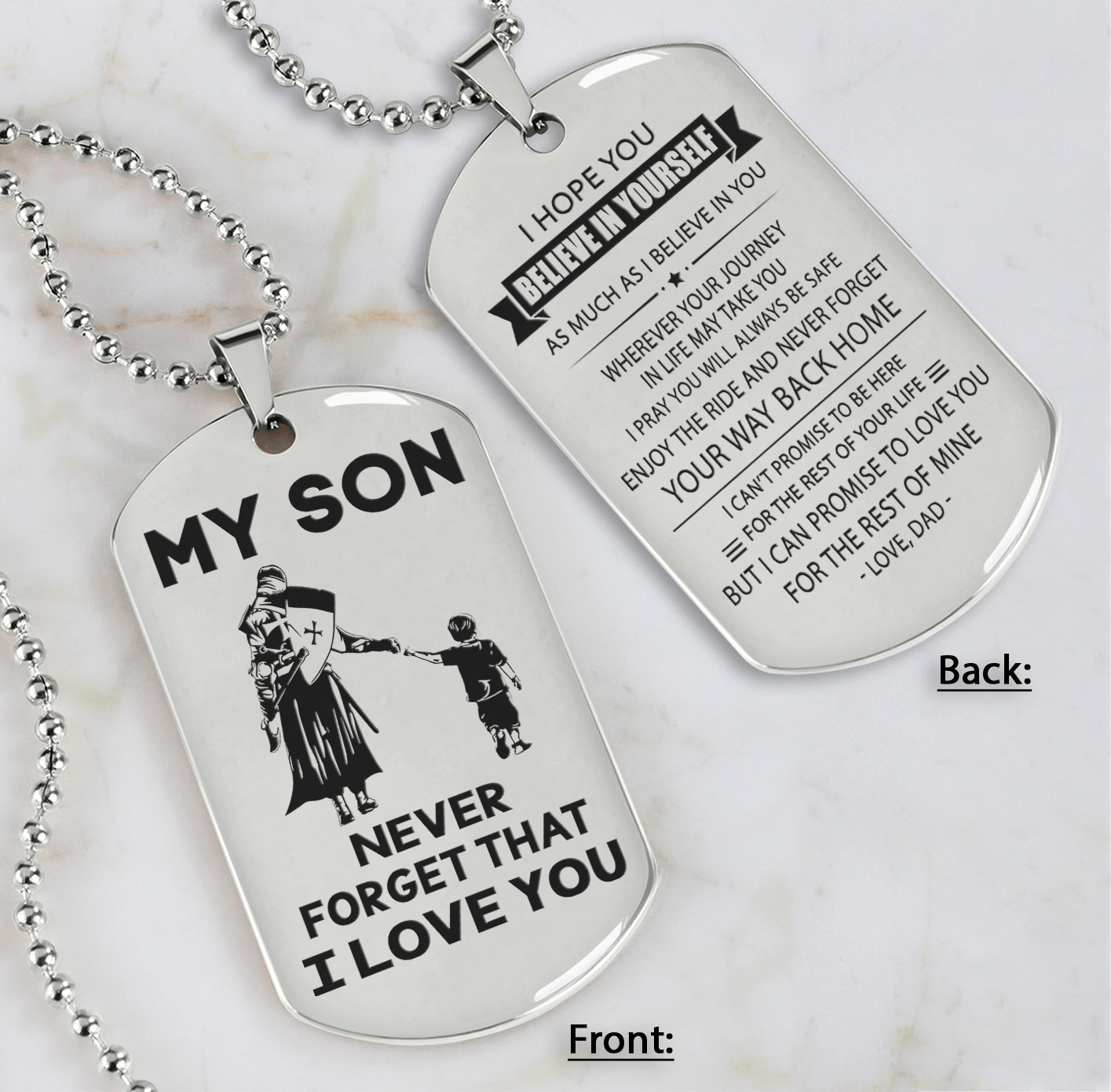 DRB Personalized Double Sided Dog Tag To My Son Never Forget That I Love You - Never Forget Your Way Back Home