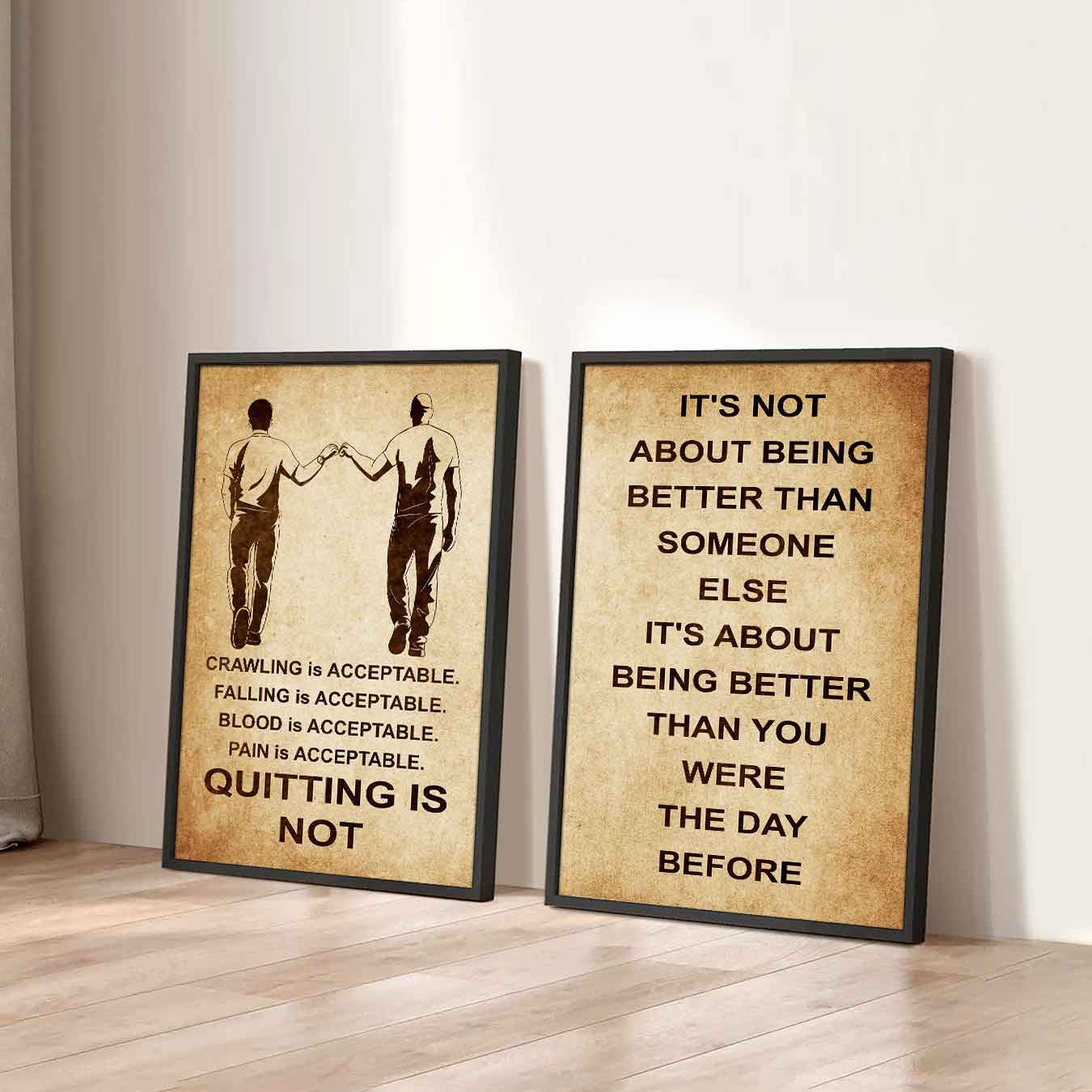Combo 2 DRB Poster Canvas Quitting Is Not - It's Not About Being Better Than Someone Else It's About Being Better Than You Were The Day Before