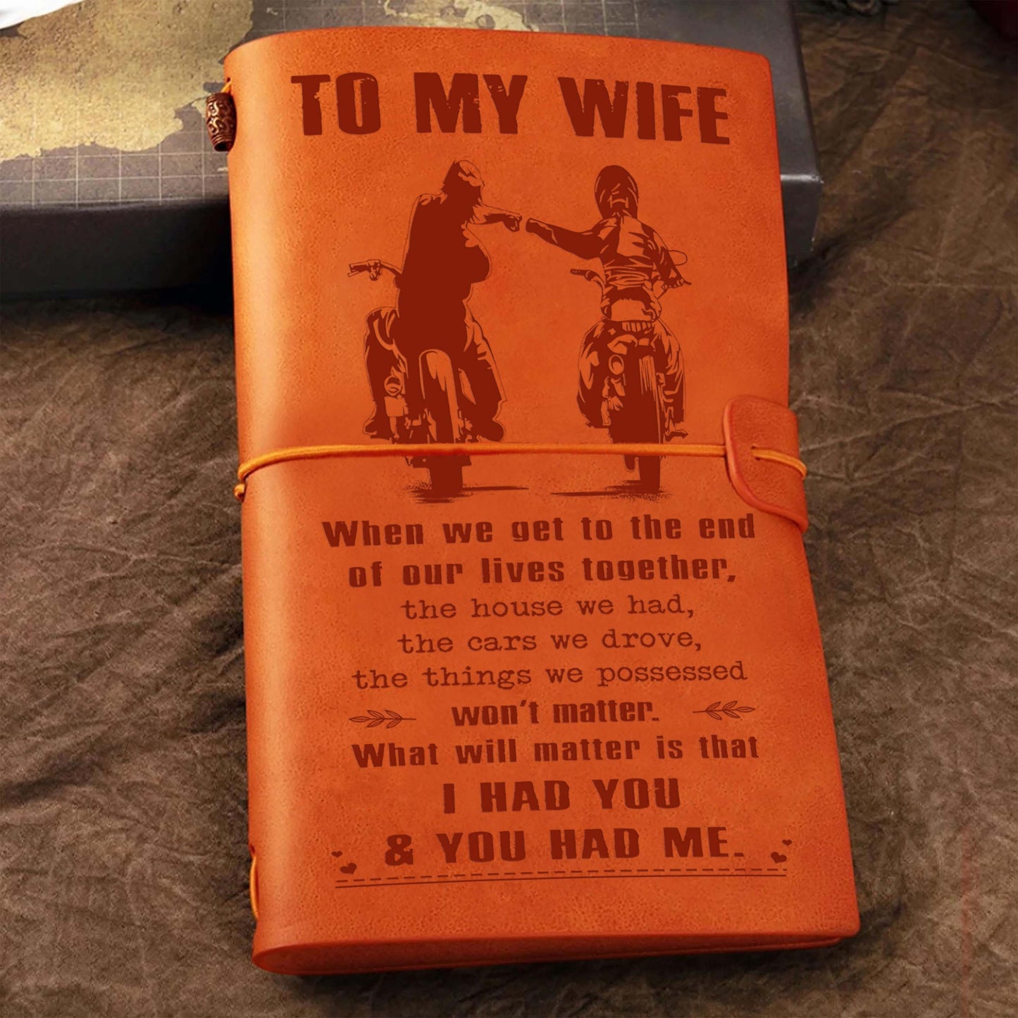 Biker Customizable vintage journal notebook, gifts from husband to wife -Let's go riding