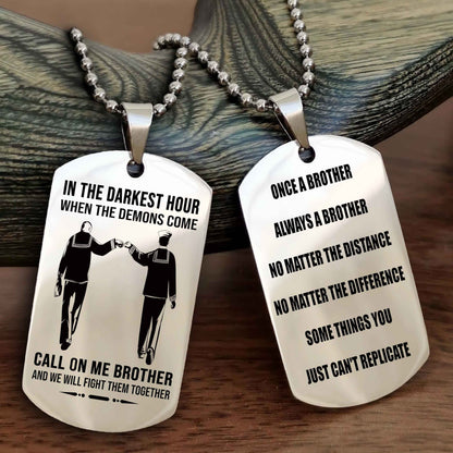 Viking Customizable engraved dog tag double sided gift from brother Once A Brother Always A Brother