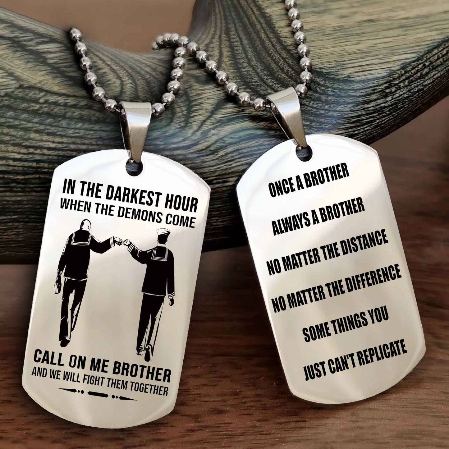 Viking Customizable engraved dog tag double sided gift from brother Once A Brother Always A Brother