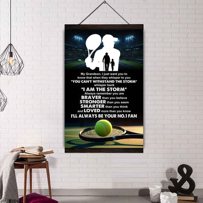 Hockey Poster Canvas Granpa To Grandson - Whisper Back I Am The Storm I Will Always Your No 1 Fan