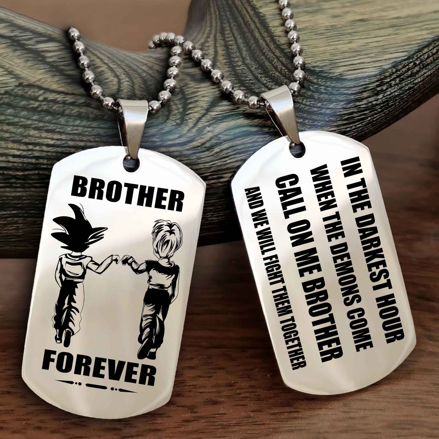 Samurai Engraved Double Sided Dog Tag Call On Me Brother NAG Brothers Forever We Will Fight Them Together