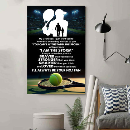Soccer Poster Canvas Granpa To Grandson - Whisper Back I Am The Storm I Will Always Your No 1 Fan