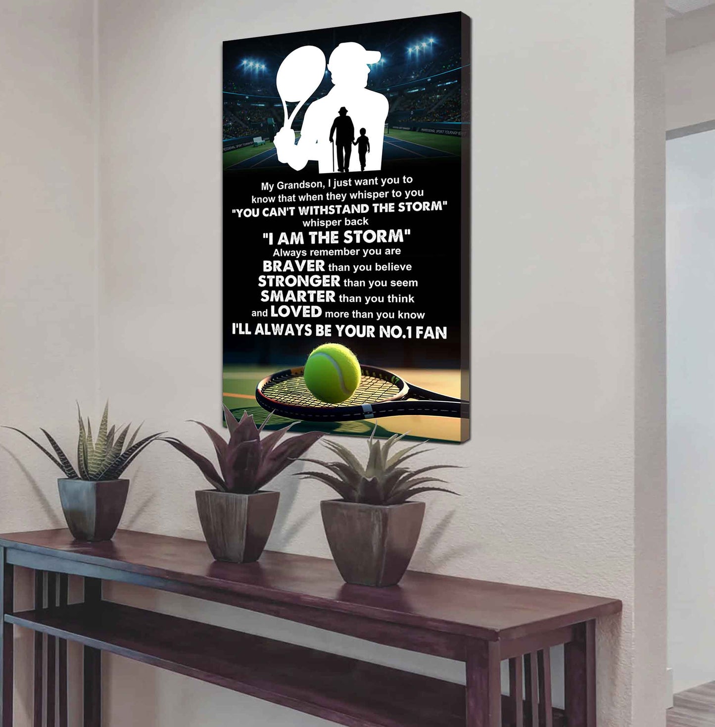 Soccer Poster Canvas Granpa To Grandson - Whisper Back I Am The Storm I Will Always Your No 1 Fan