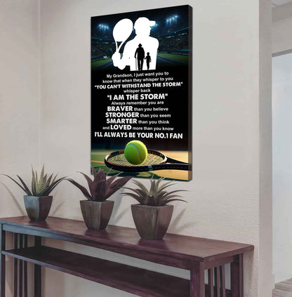 Baseball Poster Canvas Granpa To Grandson - Whisper Back I Am The Storm I Will Always Your No 1 Fan