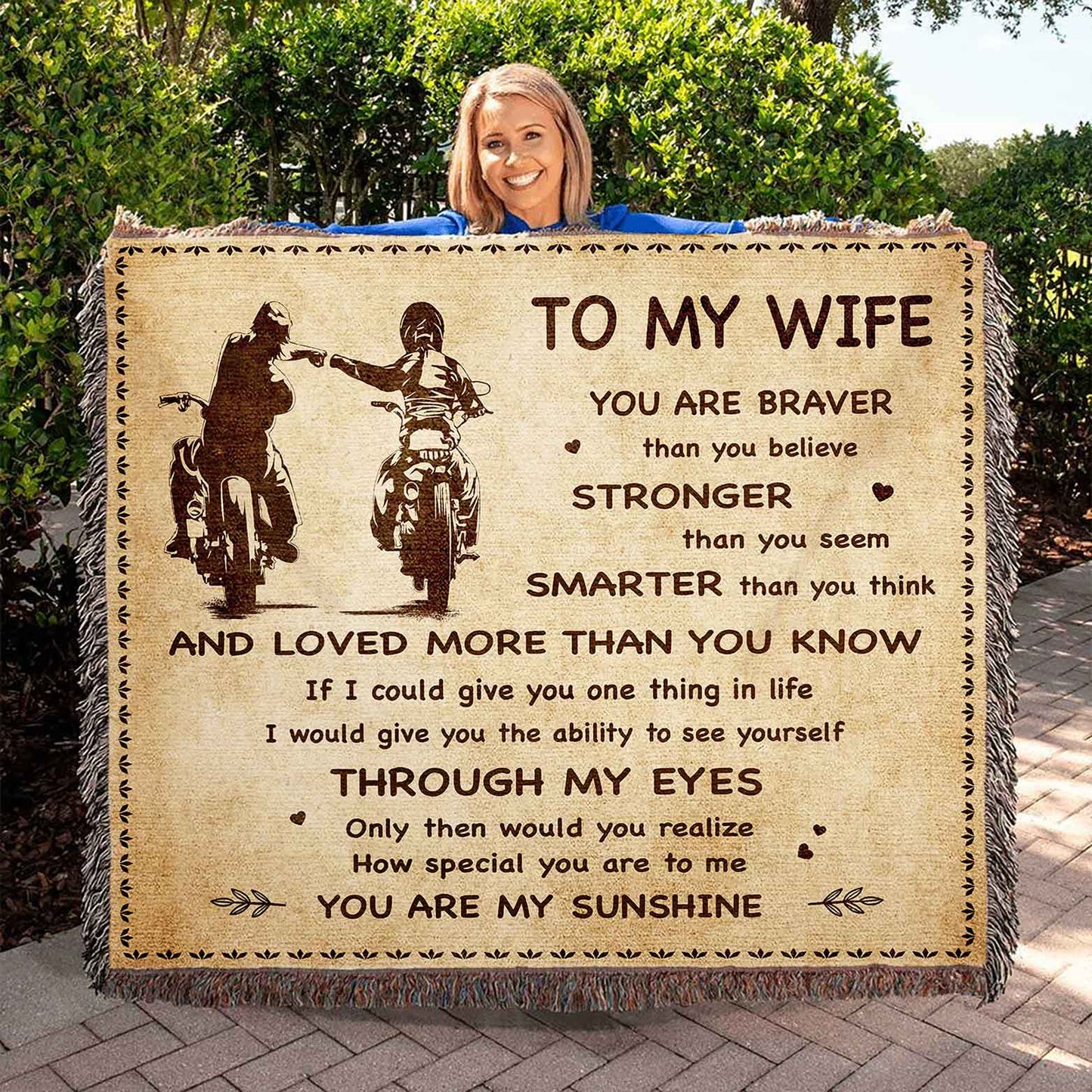To My Wife Woven Blanket You Are Braver Than You Believe You Are My Sunshine Gift For Your Wife