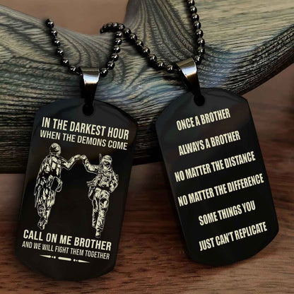 Samurai customizable engraved dog tag double sided gift from brother Once A Brother Always A Brother
