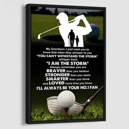Tennis Poster Canvas Granpa To Grandson - Whisper Back I Am The Storm I Will Always Your No 1 Fan
