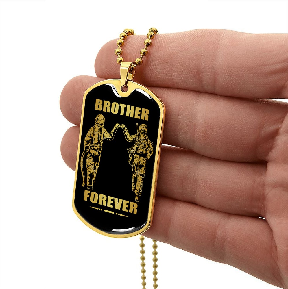 Viking-Military Chain (18K Gold Plated)-gifts from brother, n the darkest hour, When the demons come call on me brother and we will fight them together