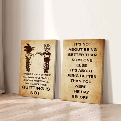 Combo 2 DRB Poster Canvas Quitting Is Not - It's Not About Being Better Than Someone Else It's About Being Better Than You Were The Day Before