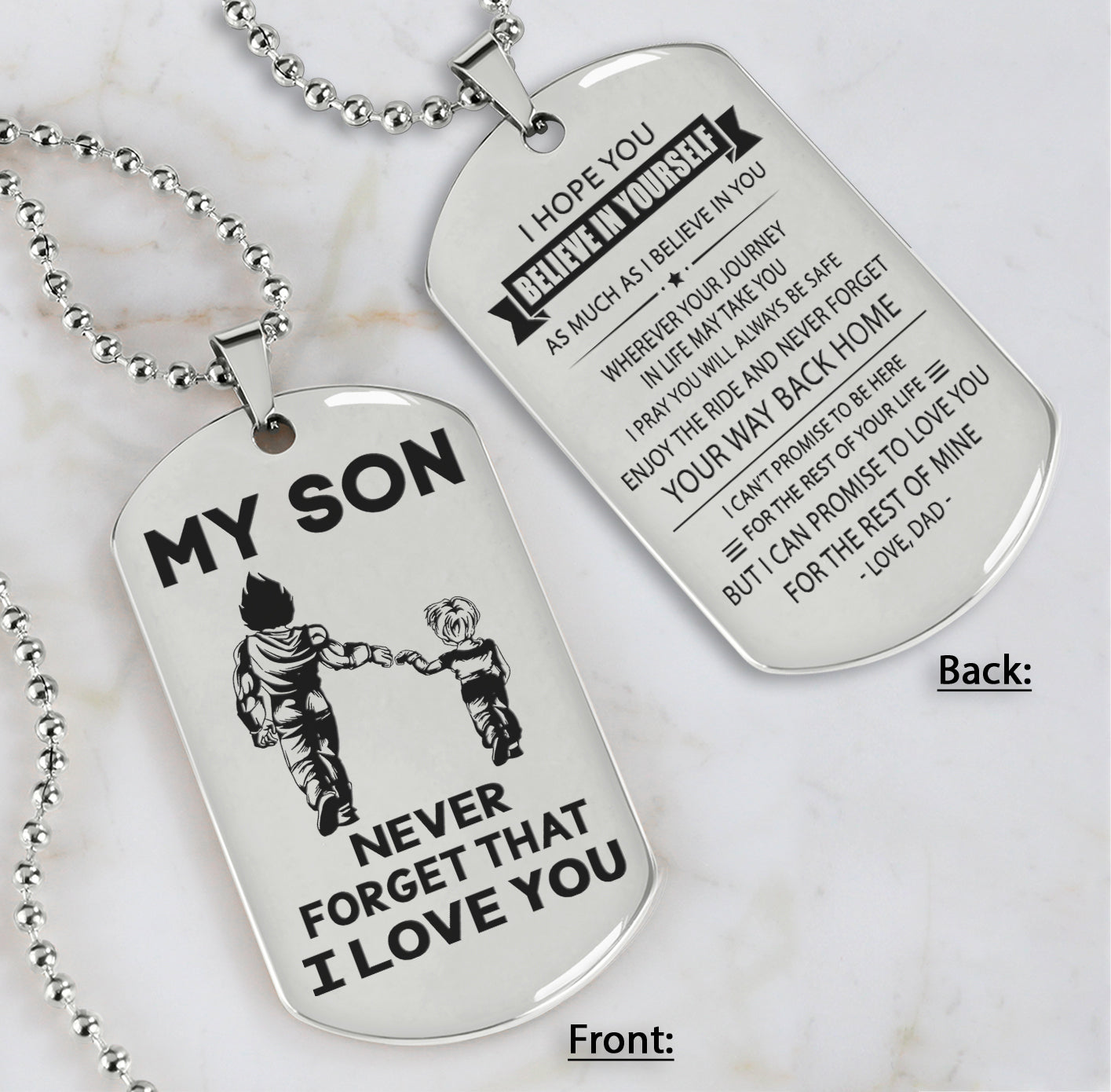 DRB Personalized Double Sided Dog Tag To My Son Never Forget That I Love You - Never Forget Your Way Back Home