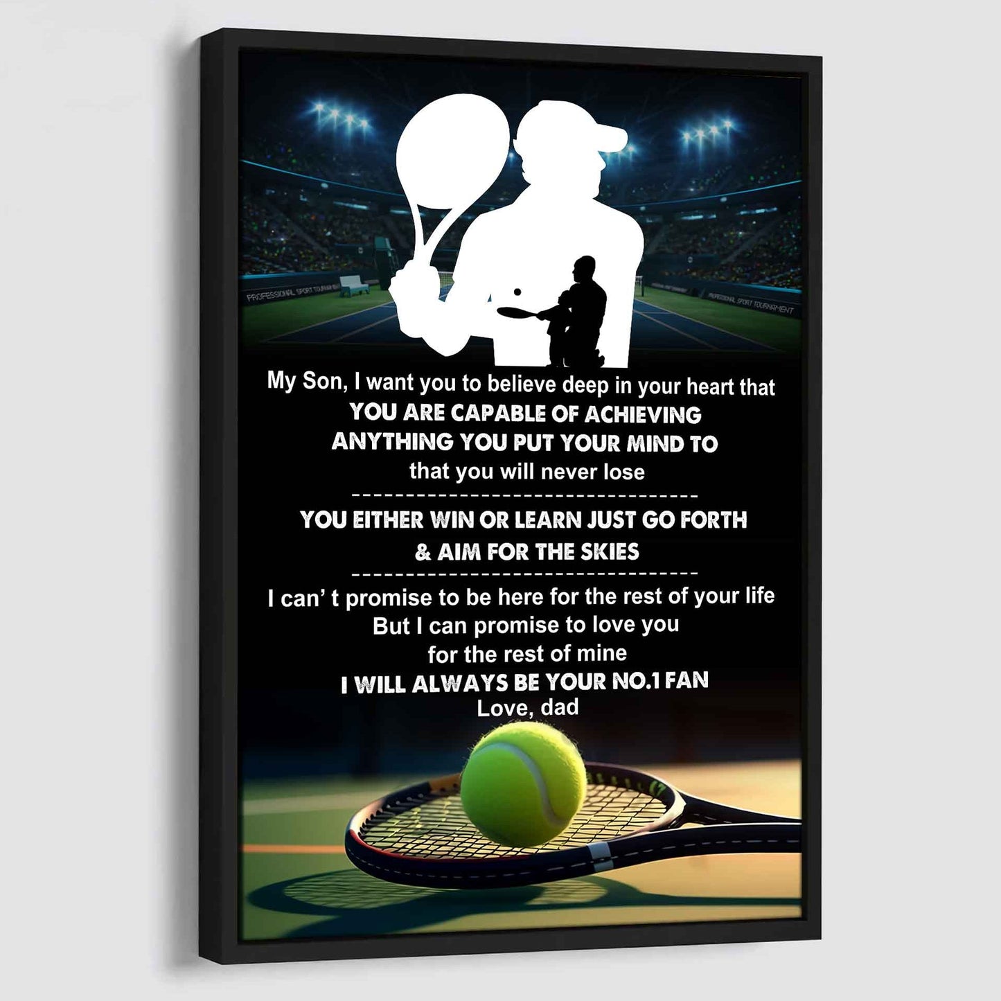 Baseball Poster Canvas Dad To Son - You Will Never Lose You Either Win Or Learn I Will Always Your No 1 Fan