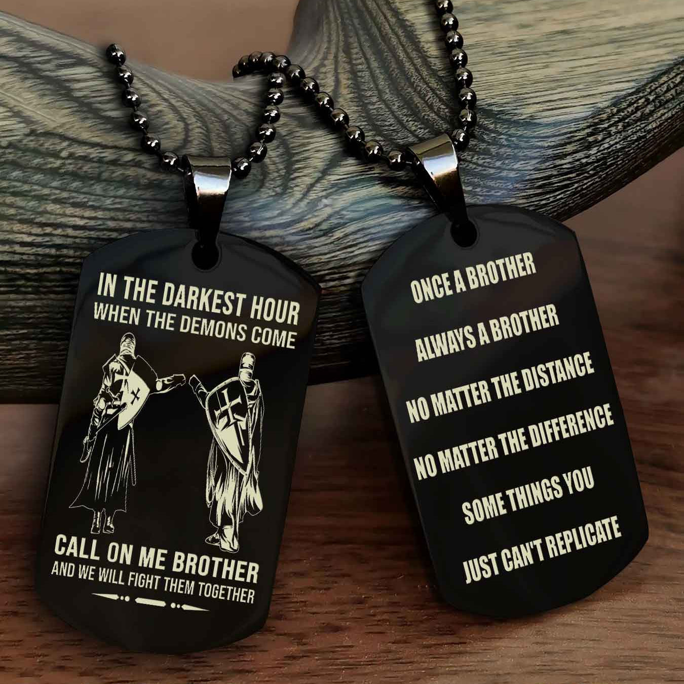 Cowboy Customizable engraved dog tag double sided gift from brother Once A Brother Always A Brother