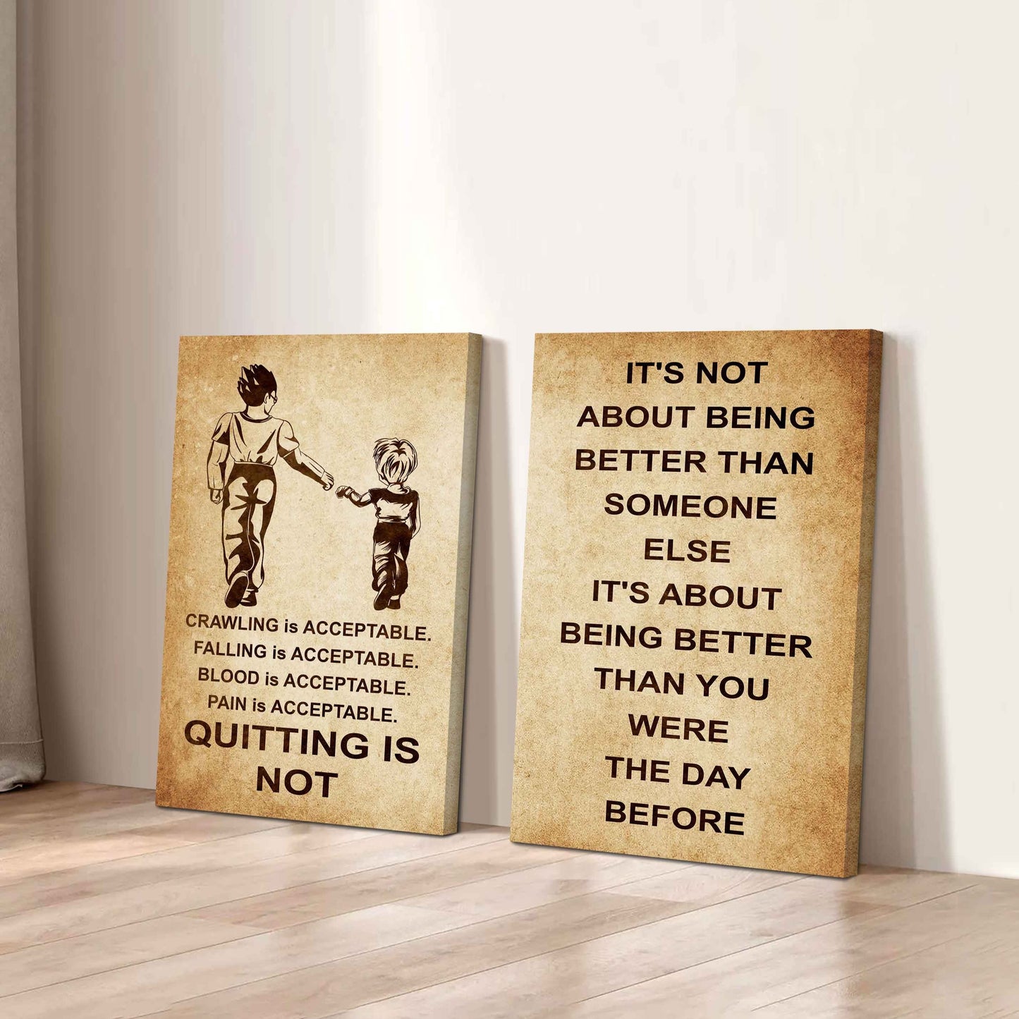 Combo 2 DRB Poster Canvas Quitting Is Not - It's Not About Being Better Than Someone Else It's About Being Better Than You Were The Day Before